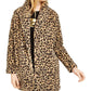 Jaqueta feminina Calvin Klein com estampa de leopardo e fleece Flyaway, tamanho Leo, tamanho médio