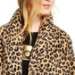 Jaqueta feminina Calvin Klein com estampa de leopardo e fleece Flyaway, tamanho Leo, tamanho médio