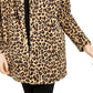 Jaqueta feminina Calvin Klein com estampa de leopardo e fleece Flyaway, tamanho Leo, tamanho médio