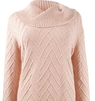 Suéter Calvin Klein Feminino com Gola Alta e Ponto Chevron Rosa Tamanho Extra Grande