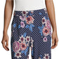 Calça curta feminina John Paul Richard com estampa floral e bolinhas, azul, tamanho extra grande