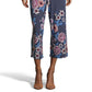 Calça curta feminina John Paul Richard com estampa floral e bolinhas, azul, tamanho extra grande