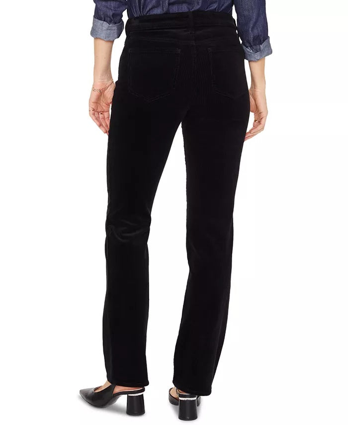 Calça jeans feminina Nydj Marilyn com cintura alta e perna reta, tamanho 8, preta