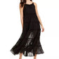 Vestido longo feminino The Weekend Brand Senorita com babados e acabamento preto, tamanho grande