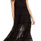 Vestido longo feminino The Weekend Brand Senorita com babados e acabamento preto, tamanho grande
