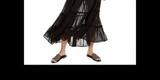 Vestido longo feminino The Weekend Brand Senorita com babados e acabamento preto, tamanho grande