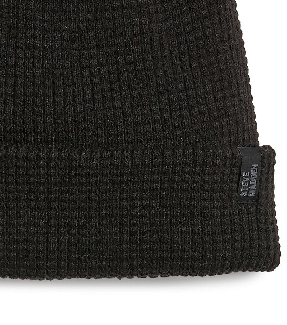 Gorro canelado masculino Steve Madden, preto, tamanho único