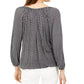 Blusa camponesa com estampa xadrez feminina Michael Kors Regular e Petite, preta, tamanho grande