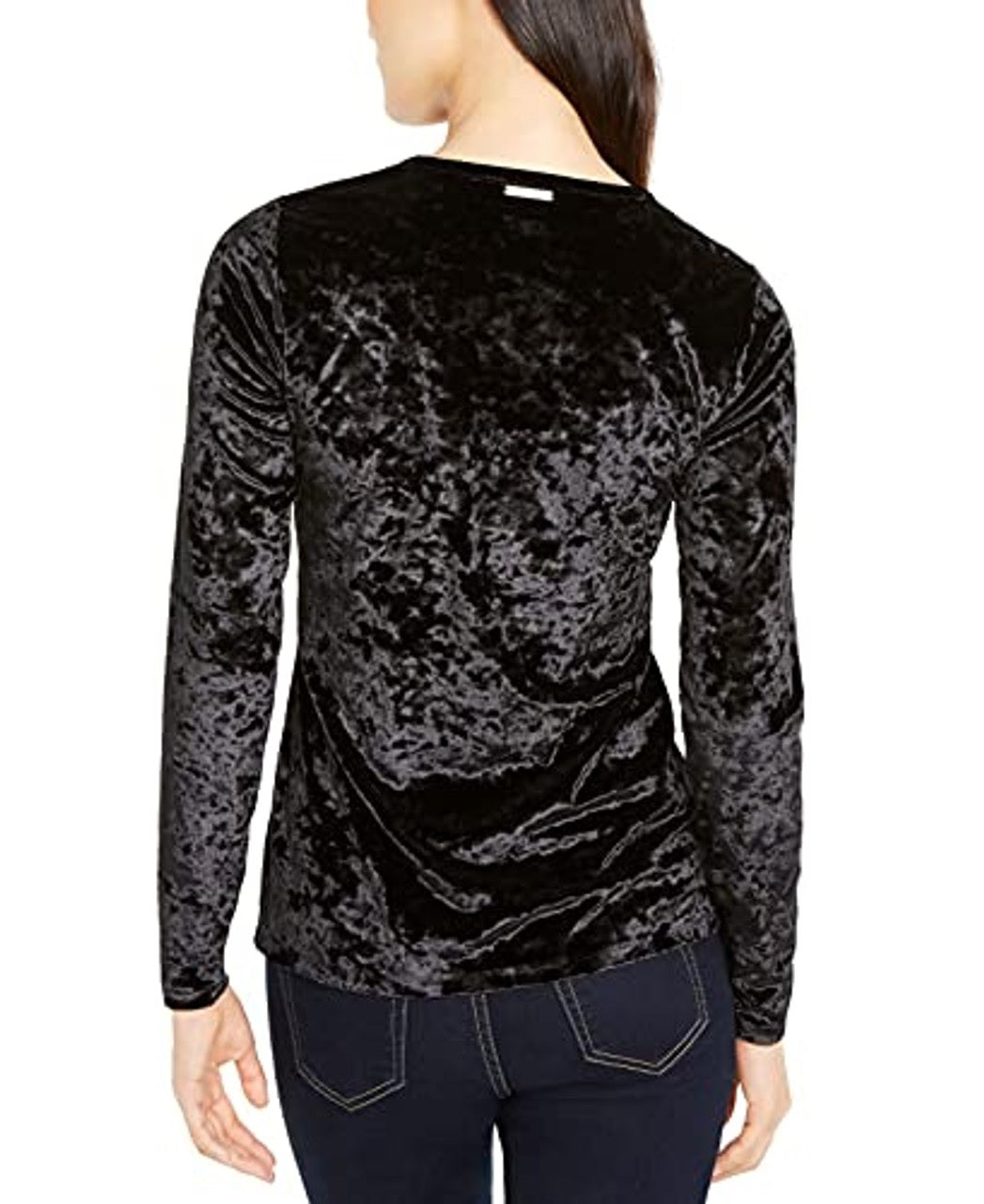 Top de veludo Panne feminino Michael Kors, preto, tamanho pequeno