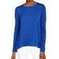 Blusa feminina Michael Kors azul de manga comprida e gola redonda, tamanho: M, azul, tamanho médio