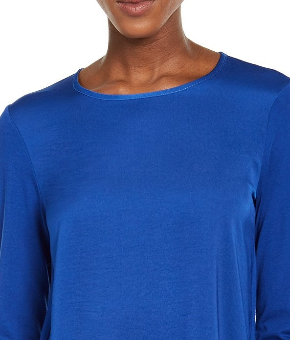 Blusa feminina Michael Kors azul de manga comprida e gola redonda, tamanho: M, azul, tamanho médio