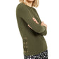 Blusa feminina de malha waffle Michael Kors, verde, tamanho médio