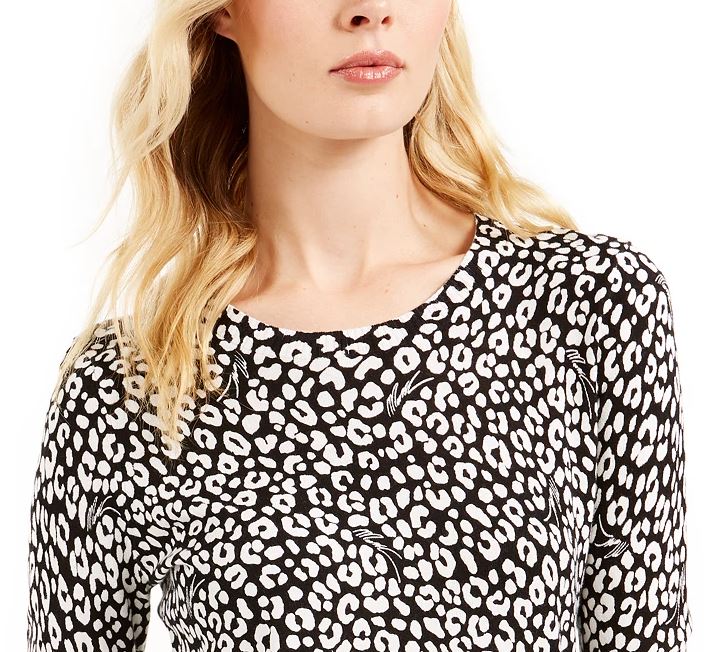 Suéter feminino com estampa de gato Michael Michael Kors, tamanho grande, tamanho regular e pequeno, branco