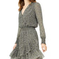 Vestido envelope falso com estampa floral feminino Michael Kors, verde, tamanho médio