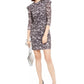 Vestido feminino Michael Kors com manga bufante e renda, cinza, tamanho grande