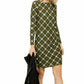 Vestido feminino Michael Kors xadrez verde, manga comprida, comprimento até o joelho, tamanho P, verde, tamanho P