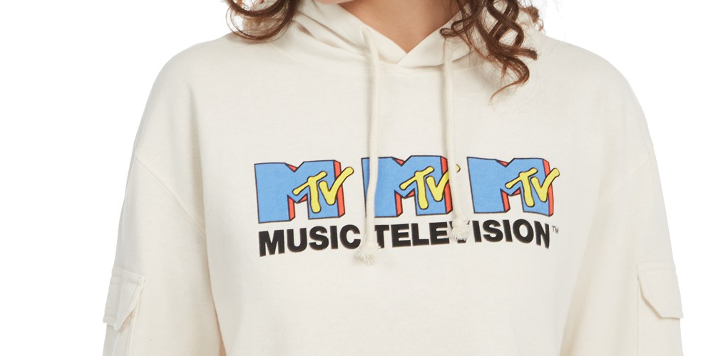 Moletom com capuz gráfico MTV Freeze 24-7 Juniors, bege, tamanho pequeno