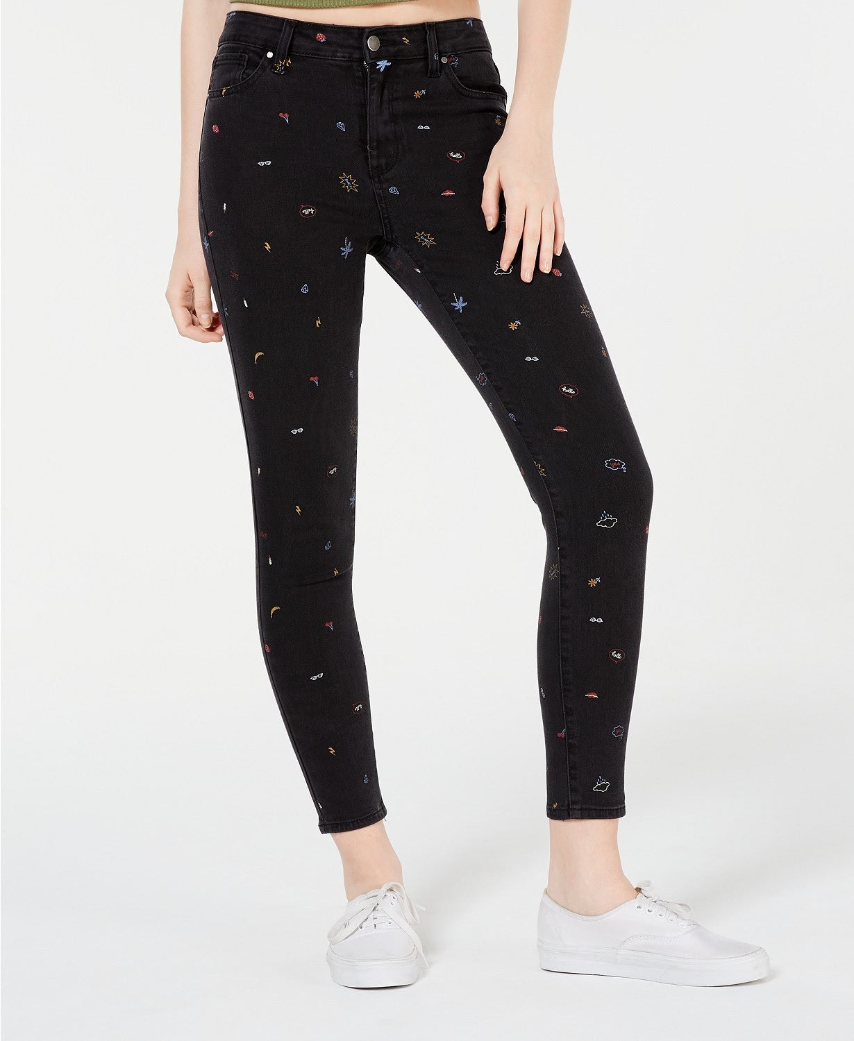 Calça jeans skinny com estampa gráfica Tinseltown Juniors, preta, tamanho 5
