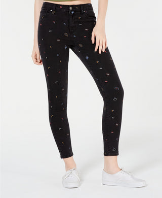 Calça jeans skinny com estampa gráfica Tinseltown Juniors, preta, tamanho 5