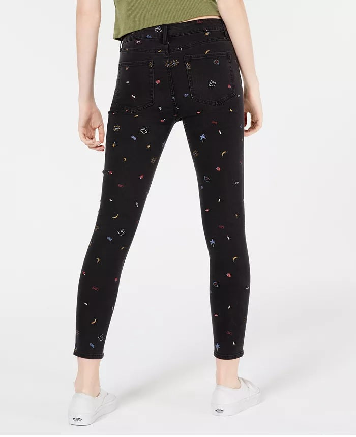 Calça jeans skinny com estampa gráfica Tinseltown Juniors, preta, tamanho 5