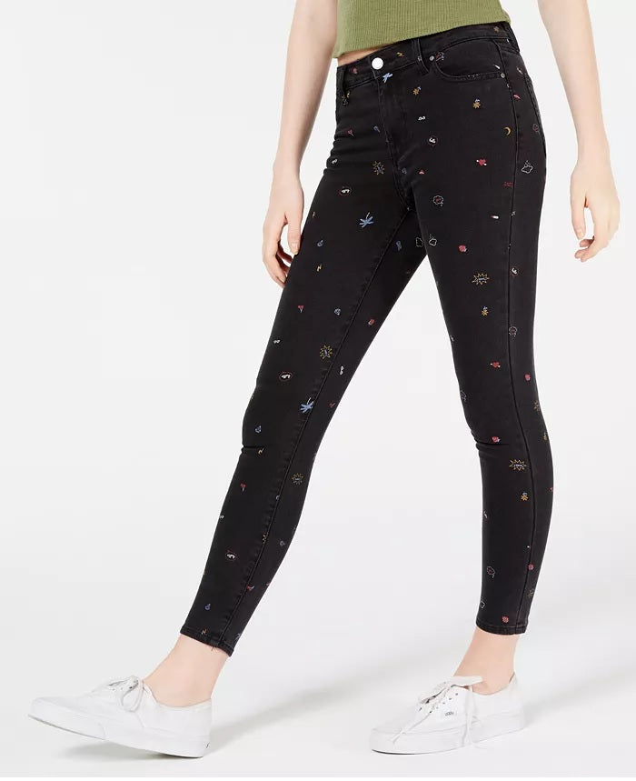 Calça jeans skinny com estampa gráfica Tinseltown Juniors, preta, tamanho 5