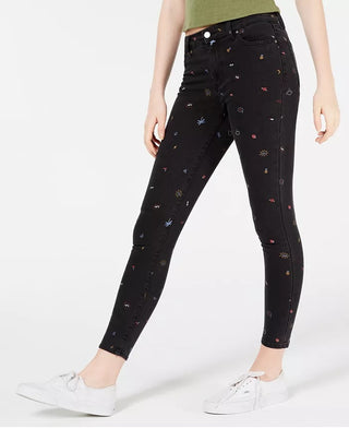 Calça jeans skinny com estampa gráfica Tinseltown Juniors, preta, tamanho 5
