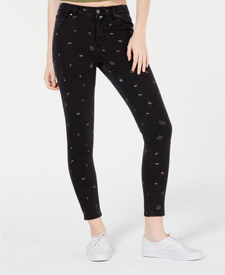 Calça jeans skinny com estampa gráfica Tinseltown Juniors, preta, tamanho 3