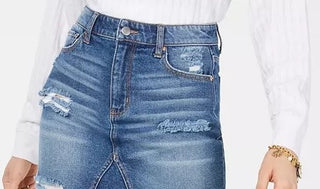 Minissaia jeans rasgada Tinseltown Juniors, azul médio, tamanho 15
