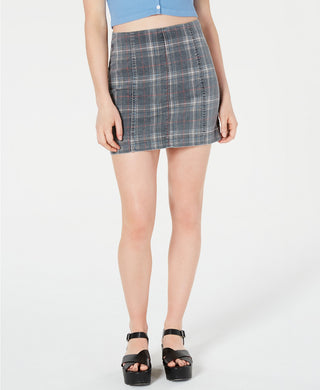 Tinseltown Juniors' Printed-Denim Mini Skirt Black Size 9