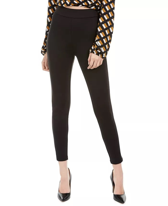 Calça skinny listrada de couro sintético Love Fire Juniors, tamanho P, preta