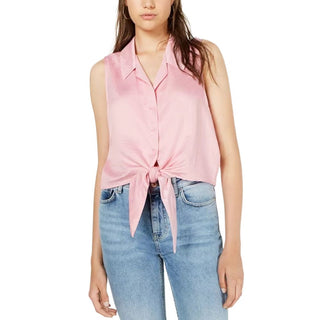 Regata curta Love Fire Junior com botões na cintura e amarração frontal, rosa, tamanho grande