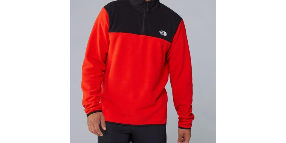 Pulôver de lã com zíper de um quarto Tka Glacier masculino The North Face, vermelho, tamanho pequeno