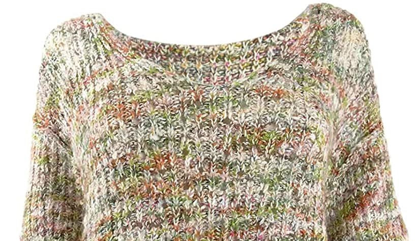 Suéter feminino Highland com decote em V, branco, tamanho médio