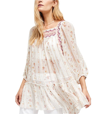 Túnica mágica de dança feminina Free People, branca, tamanho grande