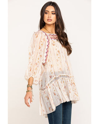Túnica mágica de dança feminina Free People, branca, tamanho grande
