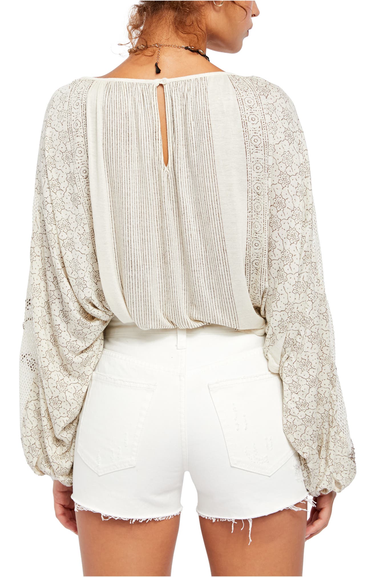 Túnica bordada Indigo Dreams feminina Free People, branca, tamanho médio