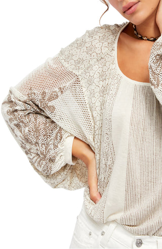 Túnica bordada Indigo Dreams feminina Free People, branca, tamanho médio