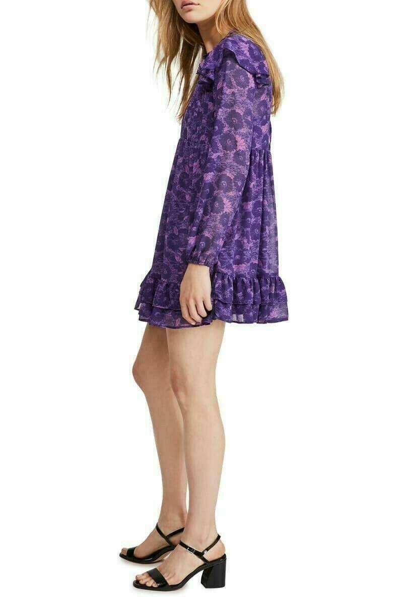 Vestido curto de manga comprida These Dreams da Free People para mulheres, roxo, tamanho grande
