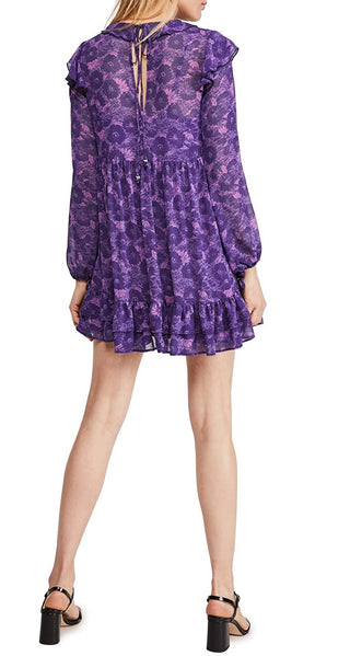 Vestido curto de manga comprida These Dreams da Free People para mulheres, roxo, tamanho grande