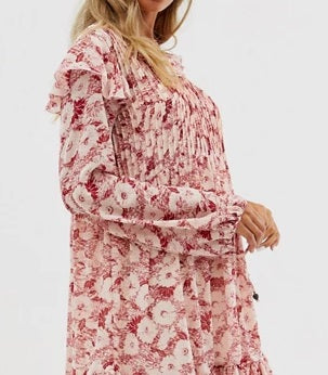 Vestido curto de manga comprida These Dreams da Free People para mulheres, tamanho médio, vermelho