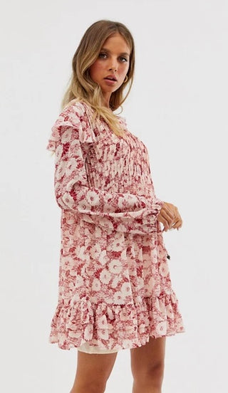 Vestido curto de manga comprida These Dreams da Free People para mulheres, tamanho extra pequeno, vermelho