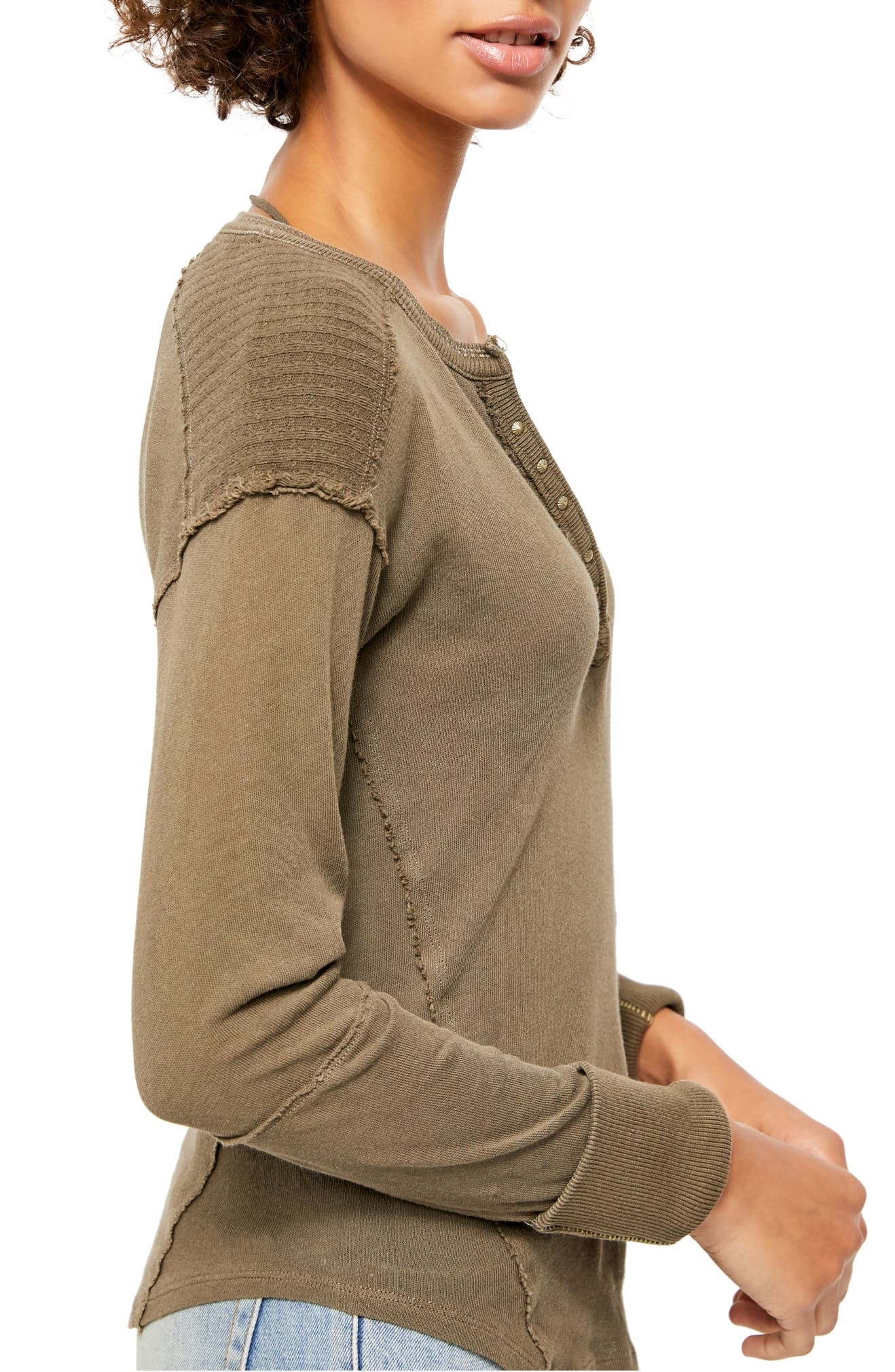 Free People Militar Feminino Mix Henley Verde Tamanho Extra Pequeno