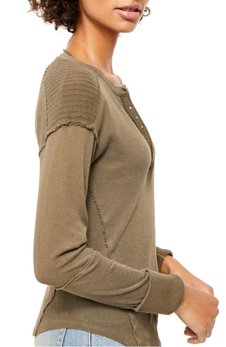 Free People Militar Feminino Mix Henley Verde Tamanho Extra Pequeno