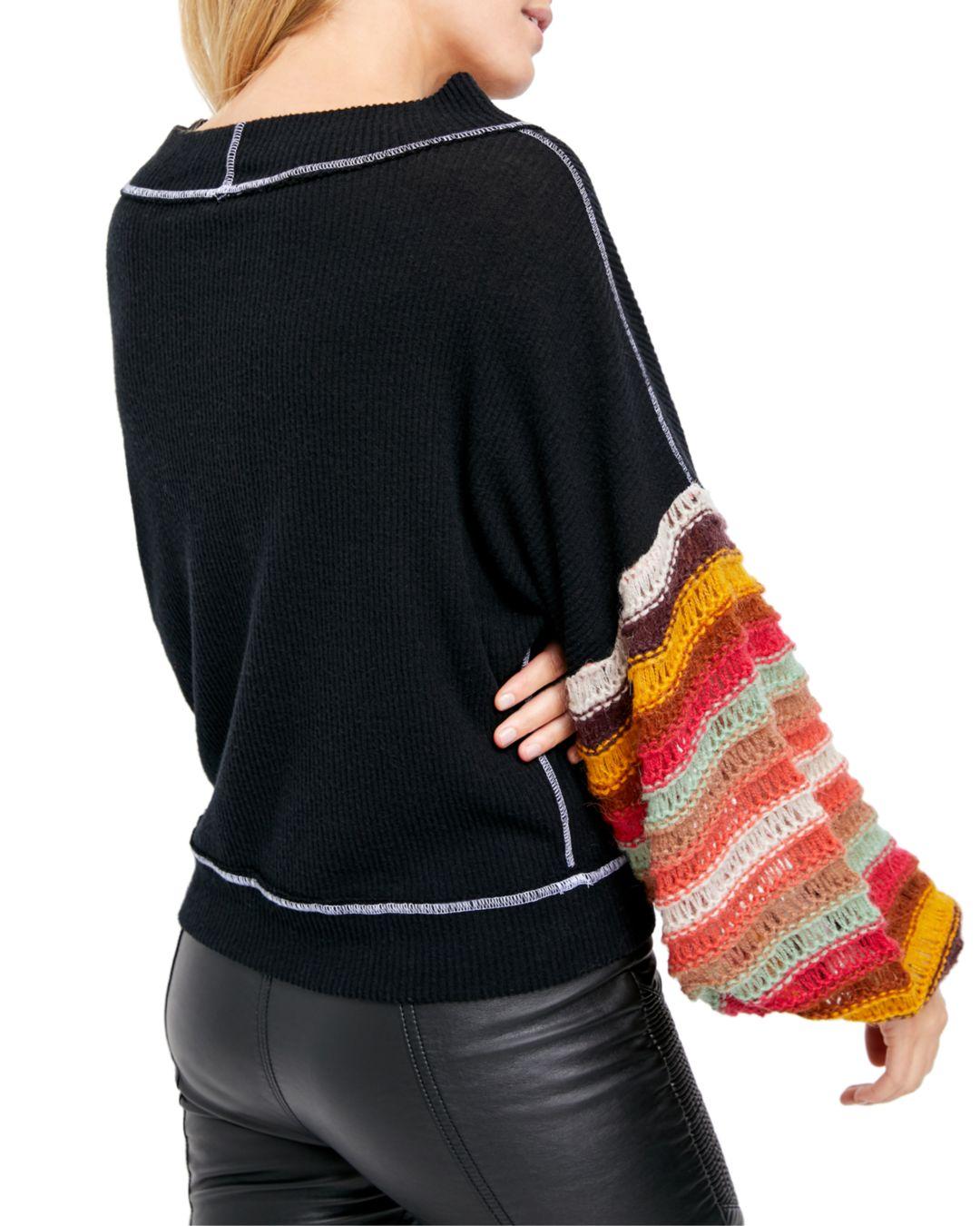 Suéter Cha Cha com mangas bufantes Free People feminino, preto, tamanho pequeno