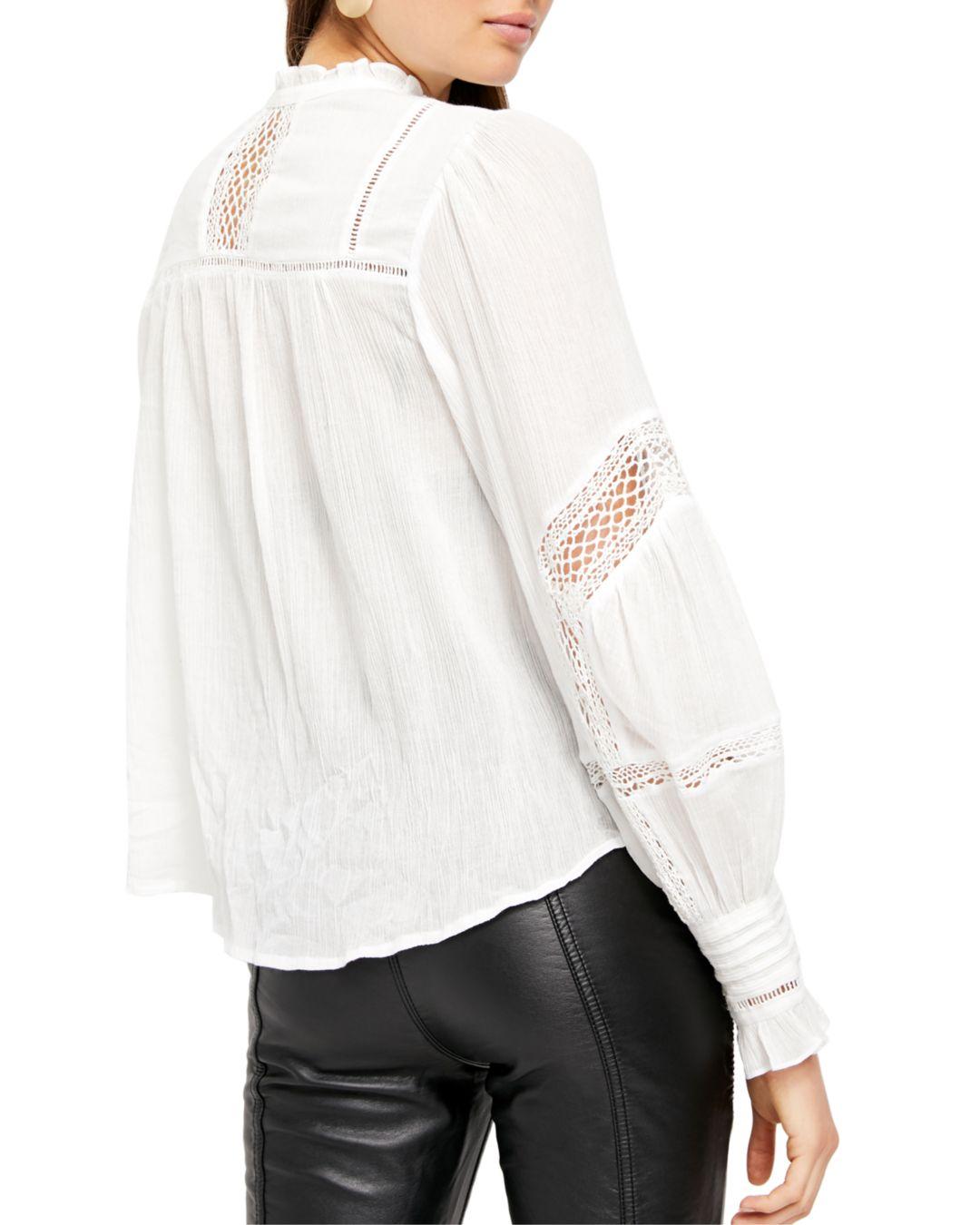 Blusa Emma com mangas bufantes, tamanho natural, grande, feminina, Free People