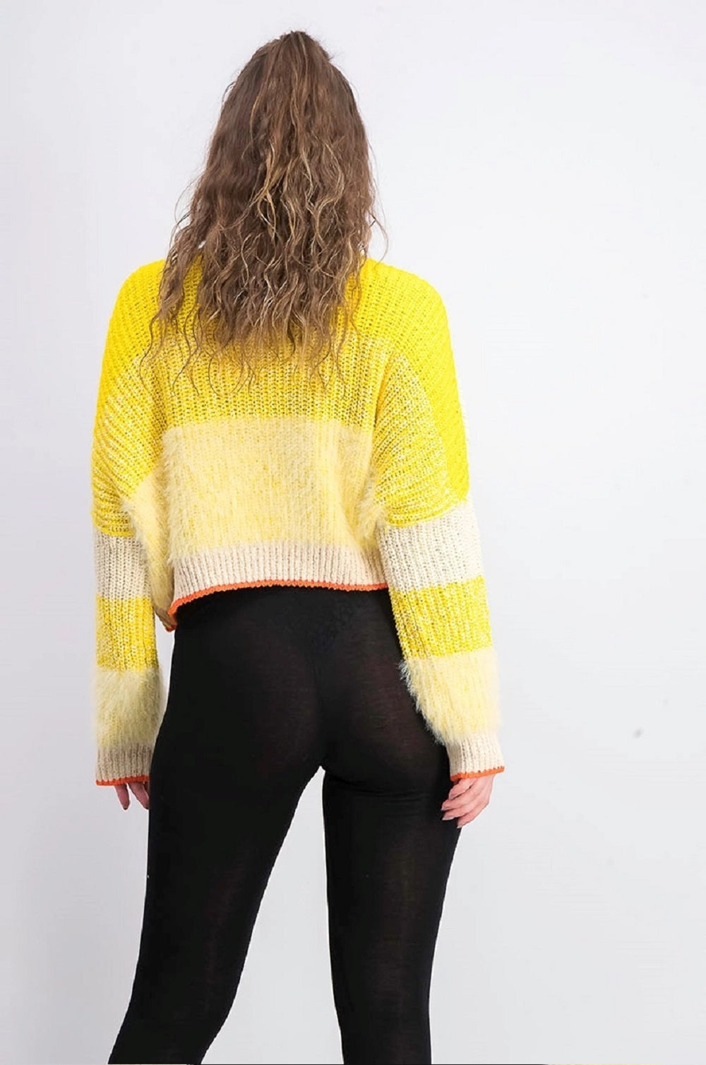 Suéter curto Sunbrite gola simulada feminino Free People, amarelo, tamanho grande