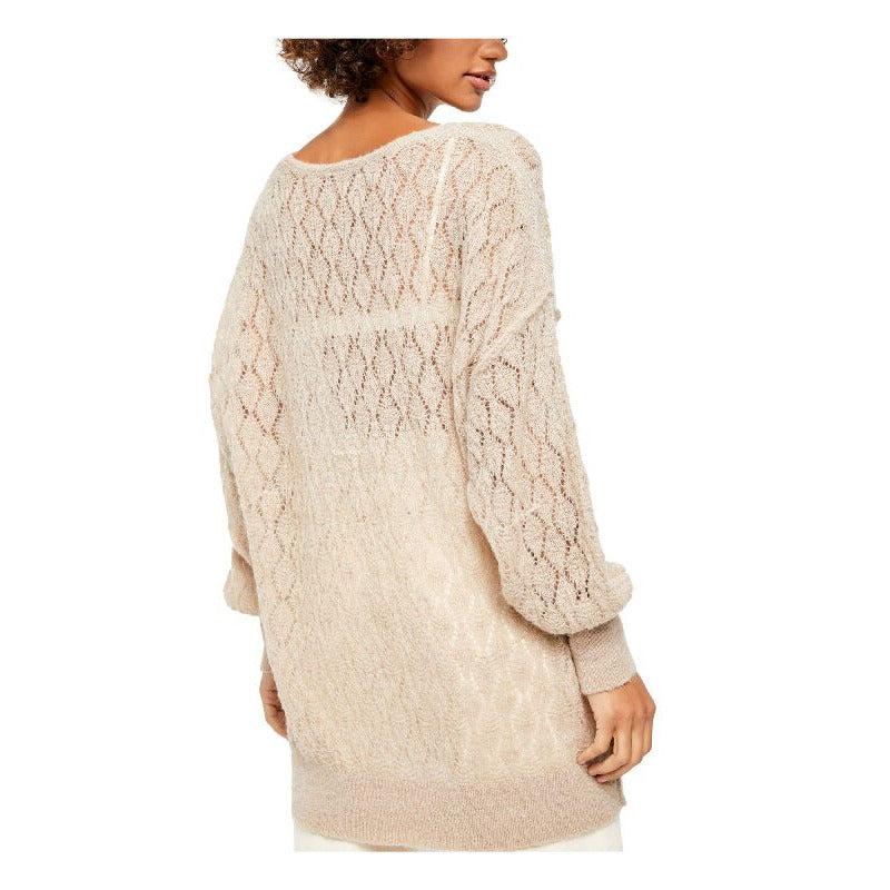 Suéter de malha aberta Say Hello para mulheres da Free People, bege, tamanho pequeno