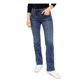 Calça jeans bootcut Eva com cadarço Free People feminina, azul, tamanho 25