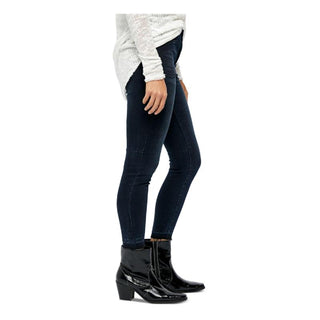 Calça jeans feminina com bolso e zíper Free People, azul marinho, tamanho 27
