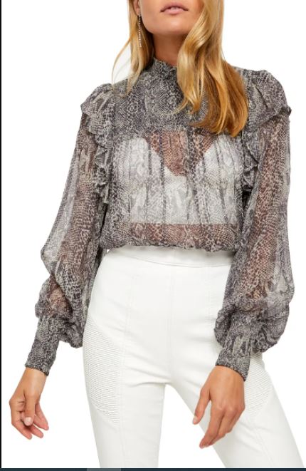 Blusa curta Roma Smocked feminina Free People, preta, tamanho grande